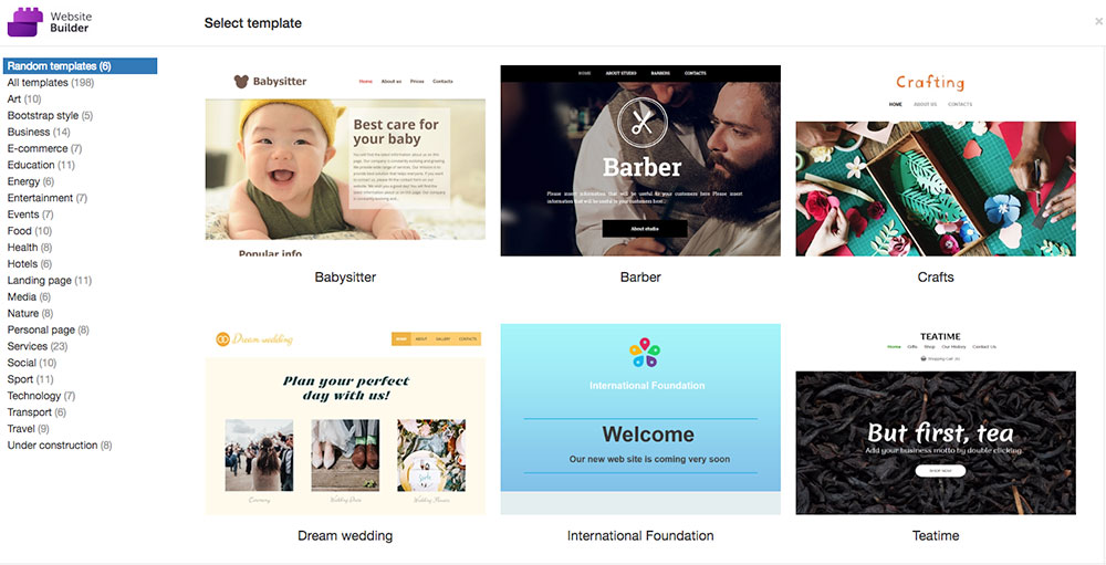 Website Builder - Choose Template