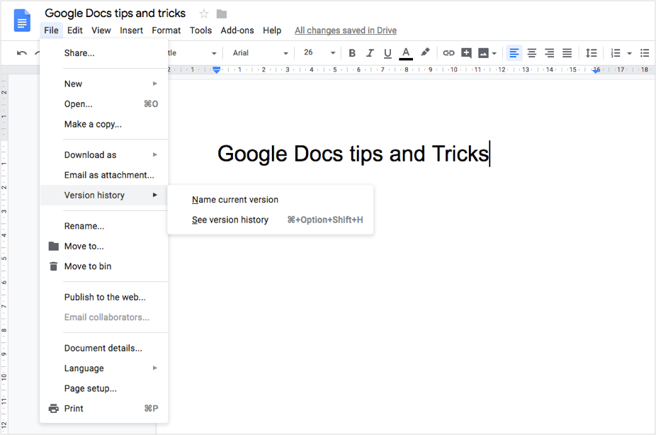 preview for version history google docs